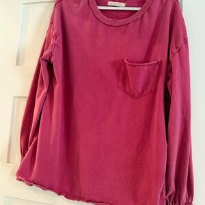 We The Free Fade Into You scoop neck long sleeve front pocket Small